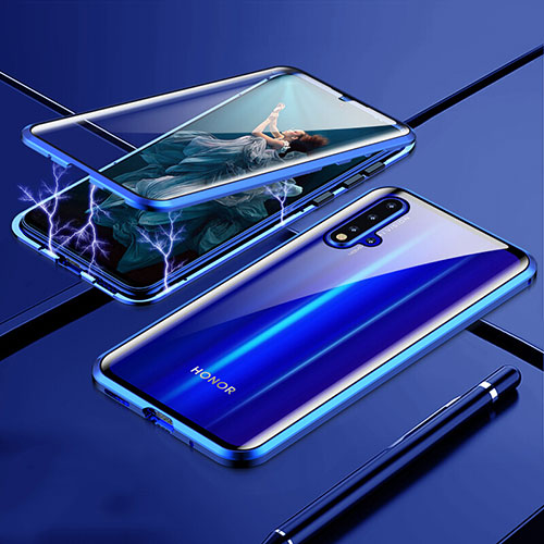 Luxury Aluminum Metal Frame Mirror Cover Case 360 Degrees T04 for Huawei Nova 5 Blue