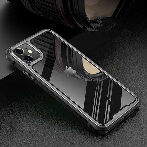 Luxury Aluminum Metal Frame Mirror Cover Case 360 Degrees T05 for Apple iPhone 11 Silver