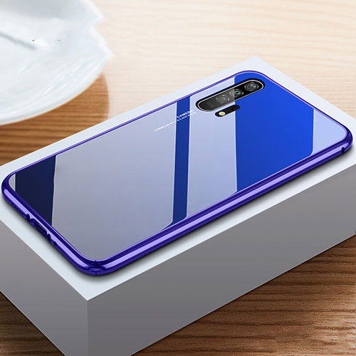 Luxury Aluminum Metal Frame Mirror Cover Case 360 Degrees T05 for Huawei Honor 20 Pro Blue