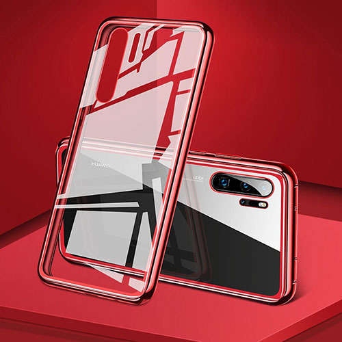 Luxury Aluminum Metal Frame Mirror Cover Case 360 Degrees T05 for Huawei P30 Pro New Edition Red