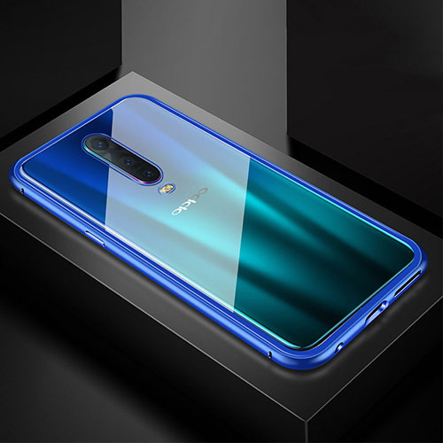 Luxury Aluminum Metal Frame Mirror Cover Case 360 Degrees T05 for Oppo RX17 Pro Blue