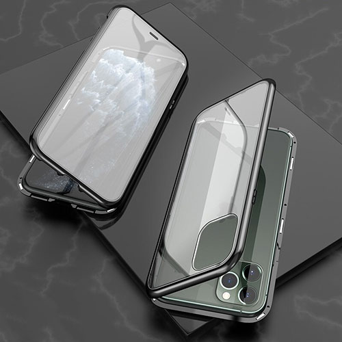 Luxury Aluminum Metal Frame Mirror Cover Case 360 Degrees T06 for Apple iPhone 11 Pro Max Black