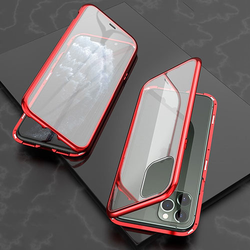Luxury Aluminum Metal Frame Mirror Cover Case 360 Degrees T06 for Apple iPhone 11 Pro Red