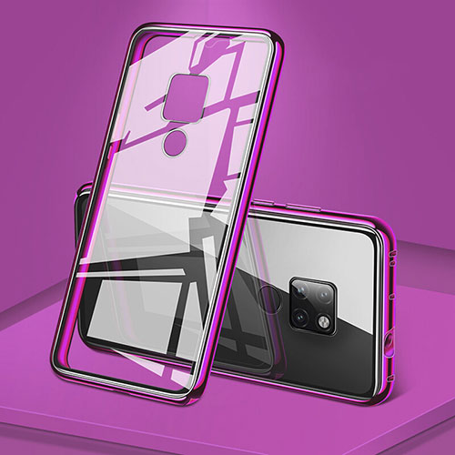 Luxury Aluminum Metal Frame Mirror Cover Case 360 Degrees T06 for Huawei Mate 20 Purple