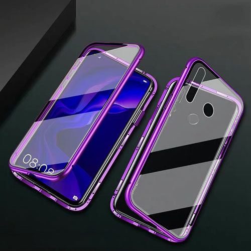 Luxury Aluminum Metal Frame Mirror Cover Case 360 Degrees T06 for Huawei P30 Lite Purple