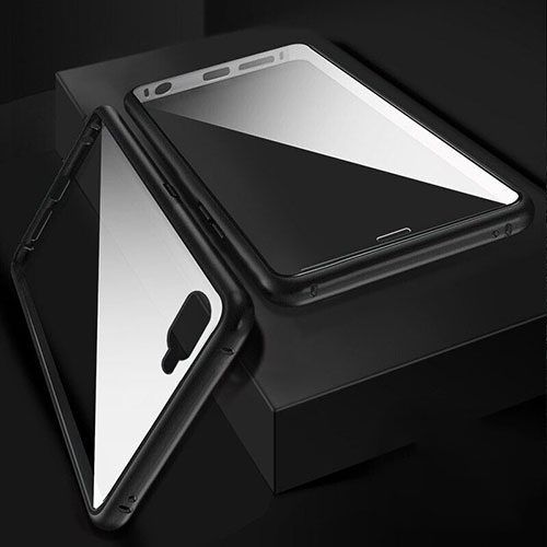 Luxury Aluminum Metal Frame Mirror Cover Case 360 Degrees T06 for Oppo R15X Black