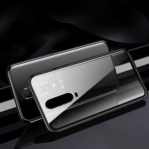 Luxury Aluminum Metal Frame Mirror Cover Case 360 Degrees T06 for Oppo R17 Pro Black