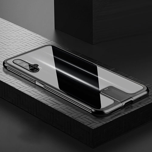 Luxury Aluminum Metal Frame Mirror Cover Case 360 Degrees T07 for Huawei Honor 20 Black