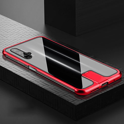Luxury Aluminum Metal Frame Mirror Cover Case 360 Degrees T07 for Huawei Honor 20 Red