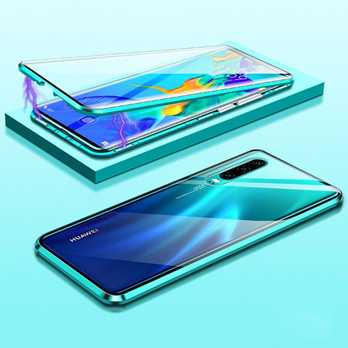 Luxury Aluminum Metal Frame Mirror Cover Case 360 Degrees T07 for Huawei P30 Green
