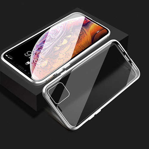 Luxury Aluminum Metal Frame Mirror Cover Case 360 Degrees T08 for Apple iPhone 11 Silver