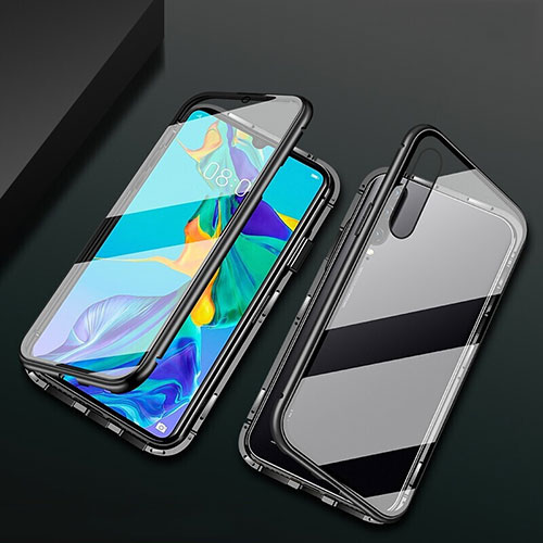Luxury Aluminum Metal Frame Mirror Cover Case 360 Degrees T08 for Huawei P30 Black