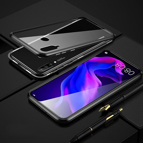 Luxury Aluminum Metal Frame Mirror Cover Case 360 Degrees T08 for Huawei P30 Lite New Edition Black