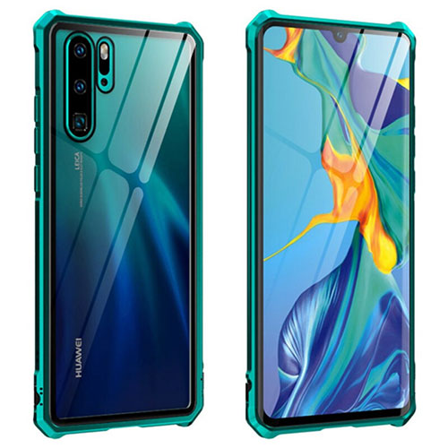 Luxury Aluminum Metal Frame Mirror Cover Case 360 Degrees T08 for Huawei P30 Pro New Edition Green