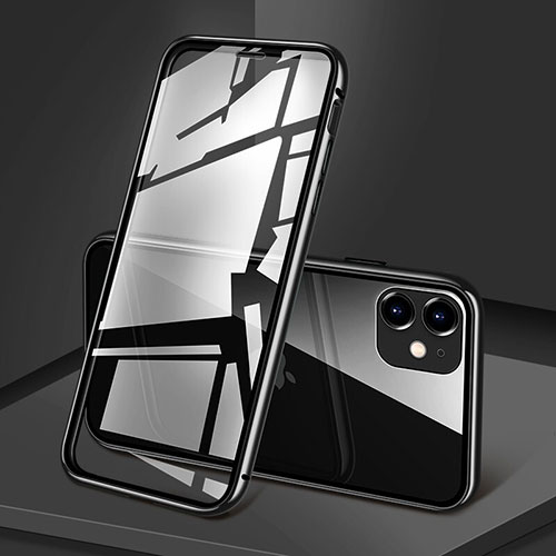 Luxury Aluminum Metal Frame Mirror Cover Case 360 Degrees T09 for Apple iPhone 11 Black