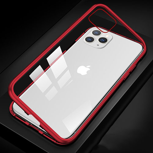 Luxury Aluminum Metal Frame Mirror Cover Case 360 Degrees T09 for Apple iPhone 11 Pro Red