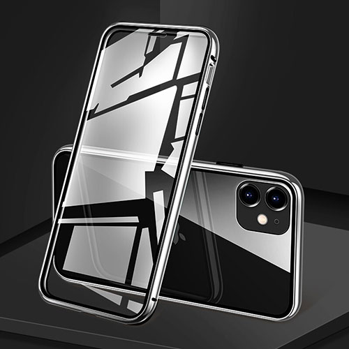 Luxury Aluminum Metal Frame Mirror Cover Case 360 Degrees T09 for Apple iPhone 11 White