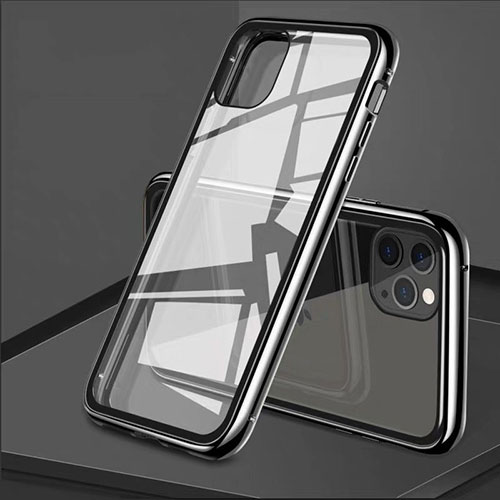 Luxury Aluminum Metal Frame Mirror Cover Case 360 Degrees T10 for Apple iPhone 11 Pro Black