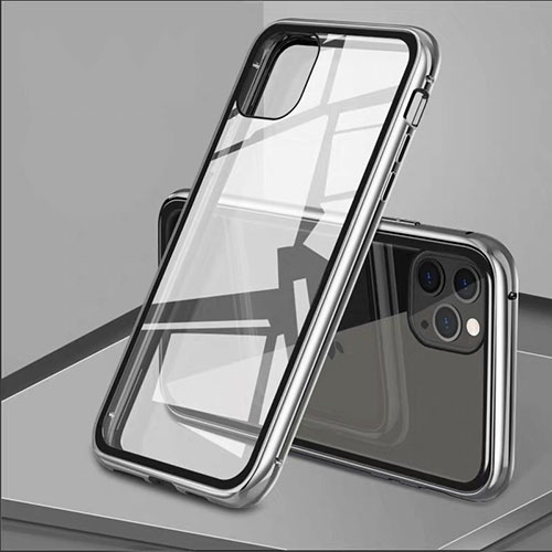 Luxury Aluminum Metal Frame Mirror Cover Case 360 Degrees T10 for Apple iPhone 11 Pro Silver