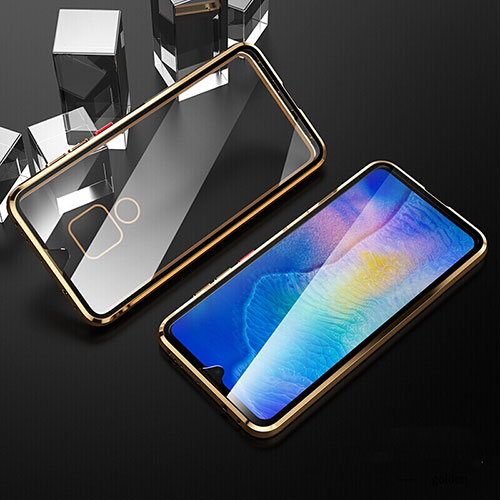 Luxury Aluminum Metal Frame Mirror Cover Case 360 Degrees T10 for Huawei Mate 20 Gold