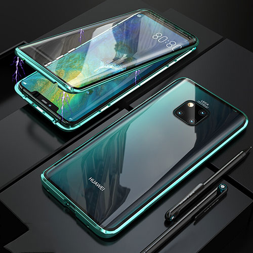 Luxury Aluminum Metal Frame Mirror Cover Case 360 Degrees T10 for Huawei Mate 20 Pro Green