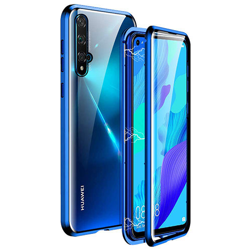 Luxury Aluminum Metal Frame Mirror Cover Case 360 Degrees T11 for Huawei Honor 20S Blue