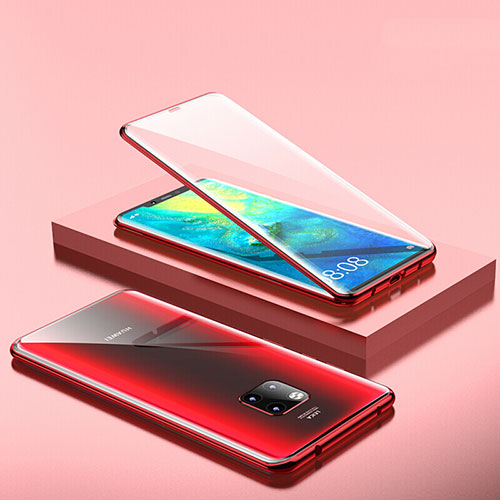 Luxury Aluminum Metal Frame Mirror Cover Case 360 Degrees T11 for Huawei Mate 20 Pro Red
