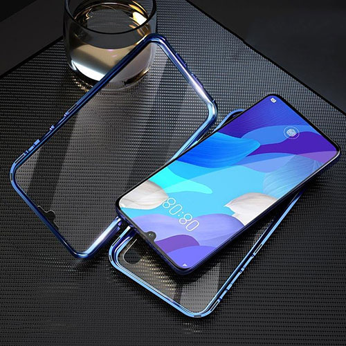 Luxury Aluminum Metal Frame Mirror Cover Case 360 Degrees T11 for Huawei Nova 5 Pro Blue