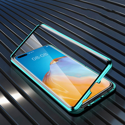 Luxury Aluminum Metal Frame Mirror Cover Case 360 Degrees T11 for Huawei P40 Pro Green