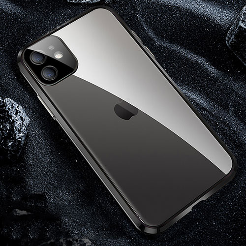Luxury Aluminum Metal Frame Mirror Cover Case 360 Degrees T12 for Apple iPhone 11 Pro Black