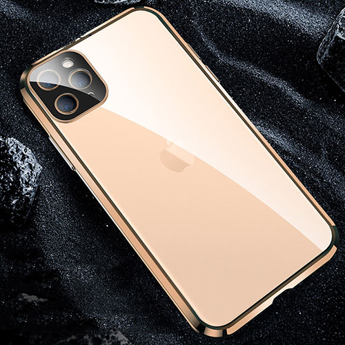 Luxury Aluminum Metal Frame Mirror Cover Case 360 Degrees T12 for Apple iPhone 11 Pro Gold