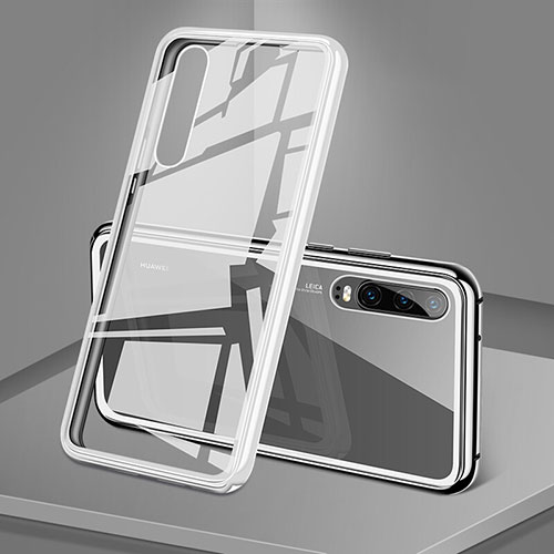 Luxury Aluminum Metal Frame Mirror Cover Case 360 Degrees T12 for Huawei P30 White