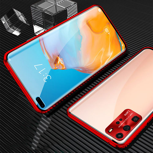 Luxury Aluminum Metal Frame Mirror Cover Case 360 Degrees T12 for Huawei P40 Pro Red