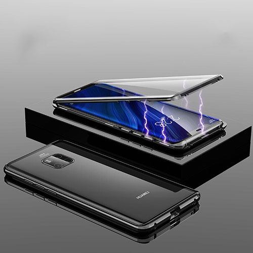 Luxury Aluminum Metal Frame Mirror Cover Case 360 Degrees T14 for Huawei Mate 20 Pro Black