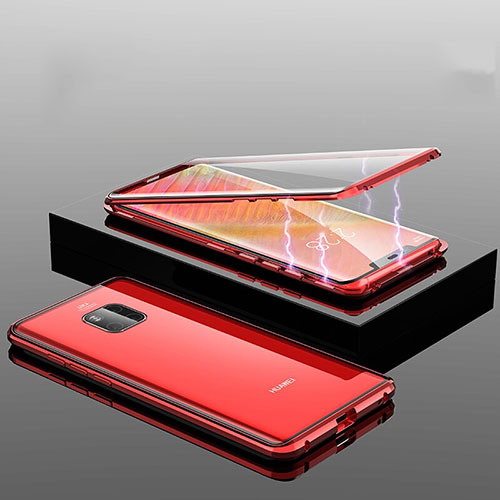 Luxury Aluminum Metal Frame Mirror Cover Case 360 Degrees T14 for Huawei Mate 20 Pro Red