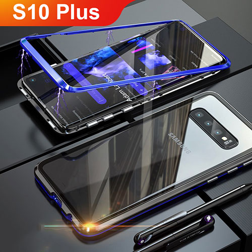 Luxury Aluminum Metal Frame Mirror Cover Case A01 for Samsung Galaxy S10 Plus Blue