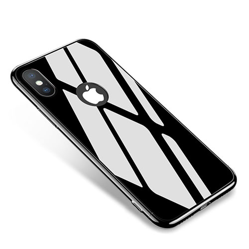 Luxury Aluminum Metal Frame Mirror Cover Case for Apple iPhone Xs Black