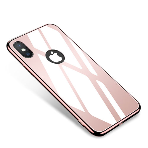 Luxury Aluminum Metal Frame Mirror Cover Case for Apple iPhone Xs Max Rose Gold