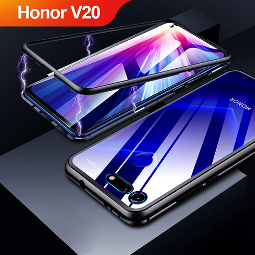 Luxury Aluminum Metal Frame Mirror Cover Case for Huawei Honor View 20 Black