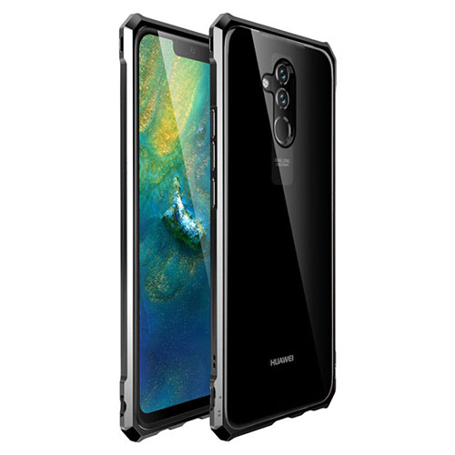 Luxury Aluminum Metal Frame Mirror Cover Case for Huawei Mate 20 Lite Black