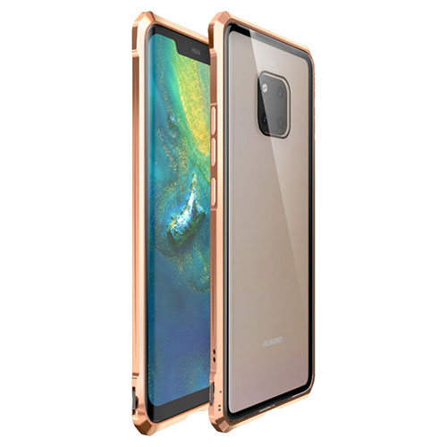 Luxury Aluminum Metal Frame Mirror Cover Case for Huawei Mate 20 Pro Gold