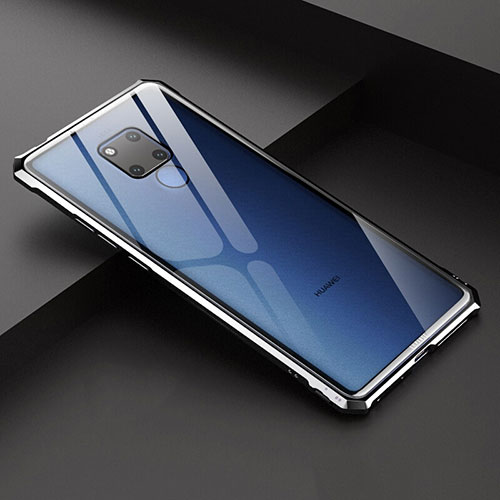 Luxury Aluminum Metal Frame Mirror Cover Case for Huawei Mate 20 X 5G Black