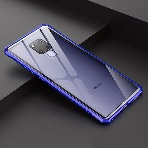 Luxury Aluminum Metal Frame Mirror Cover Case for Huawei Mate 20 X 5G Blue