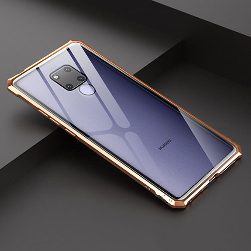 Luxury Aluminum Metal Frame Mirror Cover Case for Huawei Mate 20 X 5G Gold