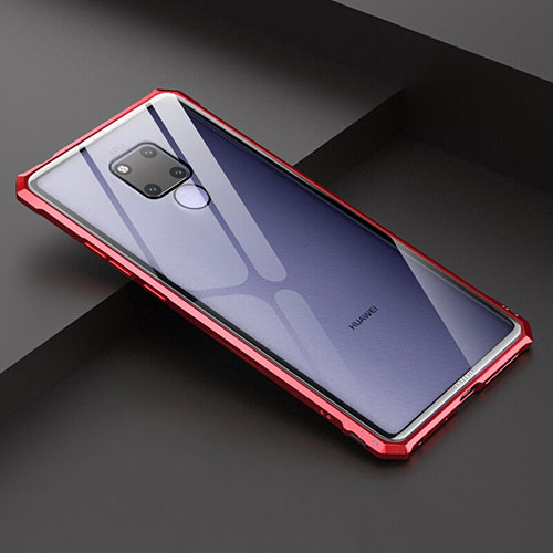 Luxury Aluminum Metal Frame Mirror Cover Case for Huawei Mate 20 X Red