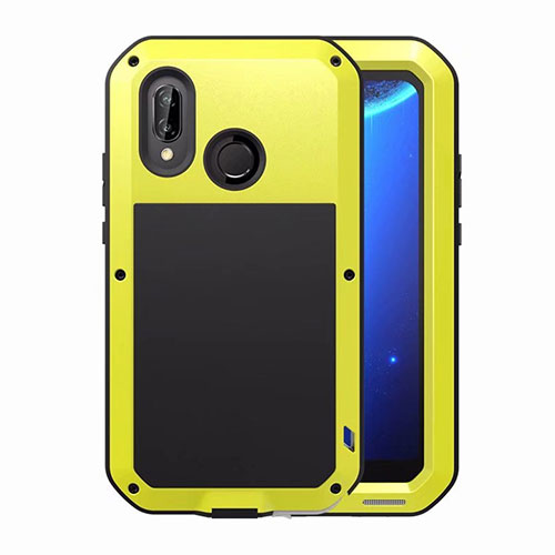 Luxury Aluminum Metal Frame Mirror Cover Case for Huawei P20 Lite Yellow