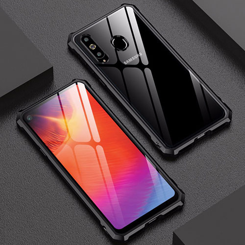 Luxury Aluminum Metal Frame Mirror Cover Case for Samsung Galaxy A8s SM-G8870 Black