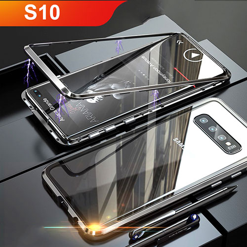 Luxury Aluminum Metal Frame Mirror Cover Case for Samsung Galaxy S10 5G Black