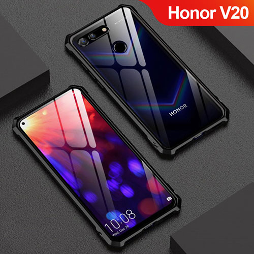 Luxury Aluminum Metal Frame Mirror Cover Case M01 for Huawei Honor View 20 Black