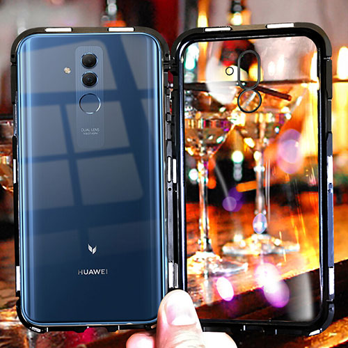 Luxury Aluminum Metal Frame Mirror Cover Case M01 for Huawei Mate 20 Lite Black